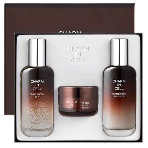 CHARMZONE Truffle Royal Anti-Aging Skincare Set ? Korean 3-Piece Set with Toner (3.72 fl oz), Emulsion (3.72 fl oz) & Cream (1.69 fl oz) for Wrinkles, Firming, Radiance