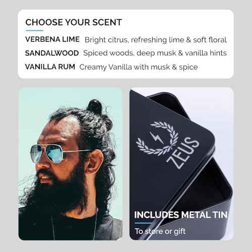 ZEUS Beard Care Starter Kit for Men, Natural Shampoo, Conditioner & Refined Oil, Soften, Hydrate & Strengthen Thick Facial Hair (Made in USA) Vanilla Rum
