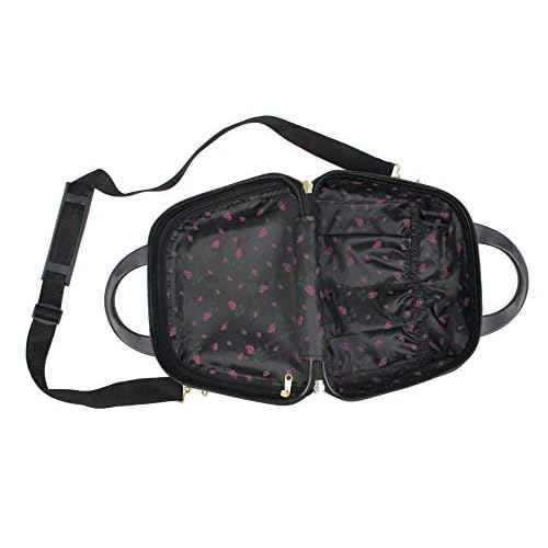Betsey Johnson Hardside Cosmetic Case - Lightweight Small Size Hardshell Travel Hand Makeup Bag - Adjustable Shoulder Strap - Bag for Women and Girls - Multi-Functional Case