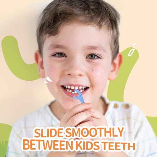 200 Count Biodegradable Kids Flossers, Eco-Friendly Plant-Based Floss Picks, No Fluoride BPA Free Cute Giraffe Dental Picks, No Plastics, Vegan Natural Floss, Mild Mint