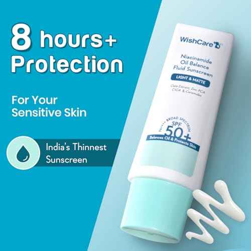WishCare 5% Niacinamide Oil Balance Fluid Sunscreen SPF 50 PA++++ - Lightweight Matte Sunscreen SPF 50 for Oily Skin & No White Cast 50g