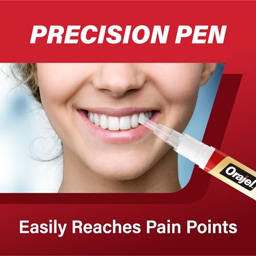 Orajel Rescue Relief Pen with Menthol Cooling Gel for Instant Pain Relief of Tooth & Gum, Mouth Sores, Braces and Denture Irritation, Touch-Free Silicone Applicator, 0.07 oz (2-Pack)