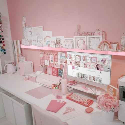 YMVV 6 Pack Nail Polish Wall Mounted Shelf,15 Inch Nail Polish Floating Shelves for 66-90 Bottles Multi-Purpose,Ideal Gift, Great Display for Salons Retailers,Pink