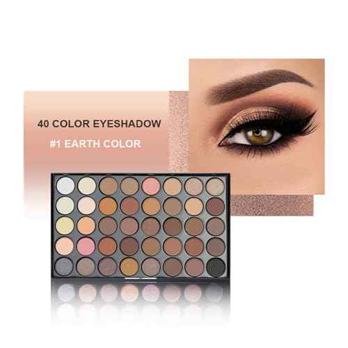BONNIE CHOICE 40 Colors Neutral Smokey Makeup Eyeshadow Palette, Professional High Pigmented Matte Glitter Black Grey Naked Nude Brown Makeup Pallet Waterproof Long Lasting Eye Shadow Powder