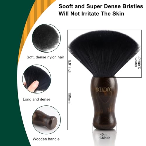 NICEMOVIC 3 IN 1 Barber Neck Duster Brush Set, Professional Barber Accessories Cleaning Supplies, Duster Nylon Brush Hair Cutting Styling Brush Tool (Brown&Black)