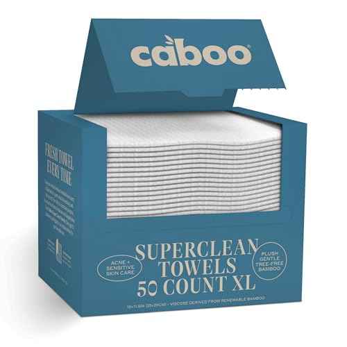 Caboo Bamboo Disposable Face Towels ? 50 Soft, Lint-Free Towels (10x11.5¡±) | Biodegradable, Eco-Friendly & Extra Large | Gentle Alternative to Makeup Wipes or Washcloths