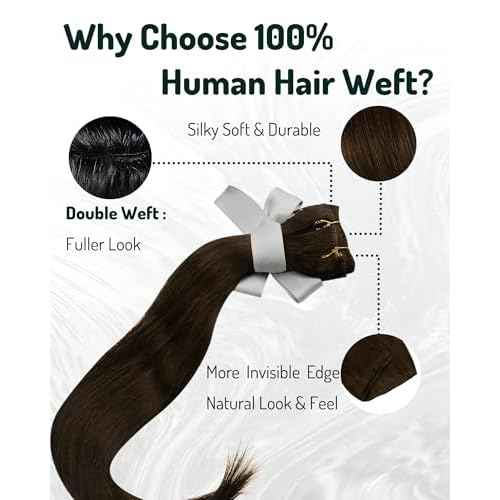 RUNATURE Brown Weft Hair Extensions Human Hair 18 Inch Straight Sew in Hair Extensions Real Human Hair Weft #4 Chocolate Brown Silky Hairpiece Long Remy Hair Weft Extensions Full Ends 100g