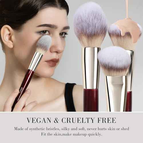 BEILI Makeup Brushes 9Pcs Makeup Brushes Set Premium Synthetic Foundation Concealers Blush Eyeshadow Eyeliner Powder Highlighter Blending Face Brush Set(Red)