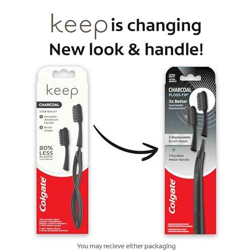 Colgate Keep Charcoal Replaceable Head Toothbrush Starter Kit, 2 Brush Heads