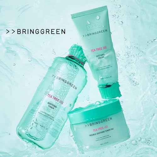 BRING GREEN Tea Tree CICA Soothing Toner PAD | Korean Daily Skincare Routine with Mild Formula, Cooling for Soothing and Hydrationg Effect, Vegan Certified Toner Pads 90 Count, 5.29 Fl. OZ.