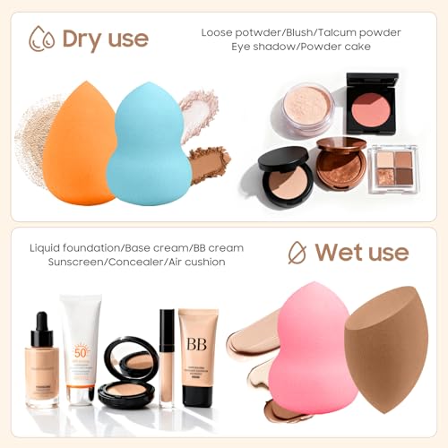 30 Pcs Multicolor Makeup Sponge Set - Latex-Free, Soft & Reusable Beauty Blender Sponges for Wet/Dry Use Blending Powder Puff for Foundation & Concealer Washable Makeup Sponges