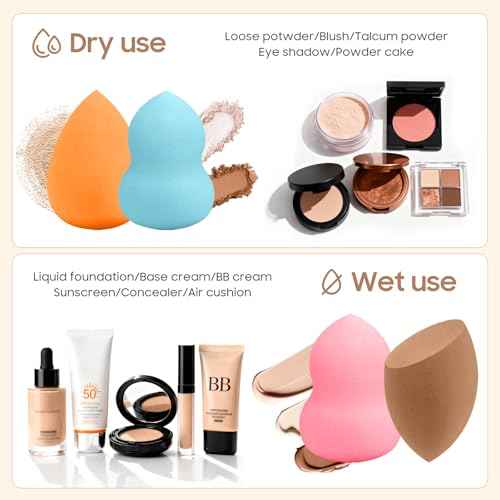 15 Pcs Multicolor Makeup Sponge Set - Latex-Free, Soft & Reusable Beauty Blender Sponges for Wet/Dry Use Blending Powder Puff for Foundation & Concealer Washable Makeup Sponges