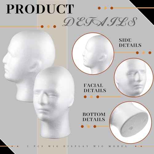 Thyle 10 Pcs Foam Wig Head Bulk Wig Display Mannequin Head Stand Model Foam for Style, Masks, Hats, Wigs, Salon and Travel, Halloween Decoration(Male)