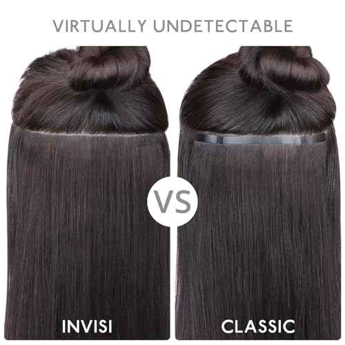 WENNALIFE Invisi Edge & Classic Tape in Hair Extensions Human Hair, 20 Inch 100g 40pcs(20pcs Invisi Edge & 20pcs Classic) Dark Brown Invisible Luxury Remy Hair Natural Seamless Injected Tape Ins