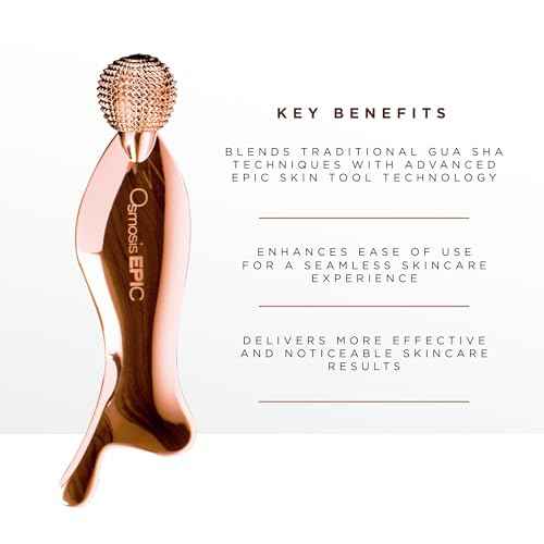 Osmosis 2-In-1 EPIC Duo Skin Tool, Gua Sha Facial Roller Multi-Tool, Increases Circulation, Firms, Helps Reduce Puffiness, For Face Eyes Neck
