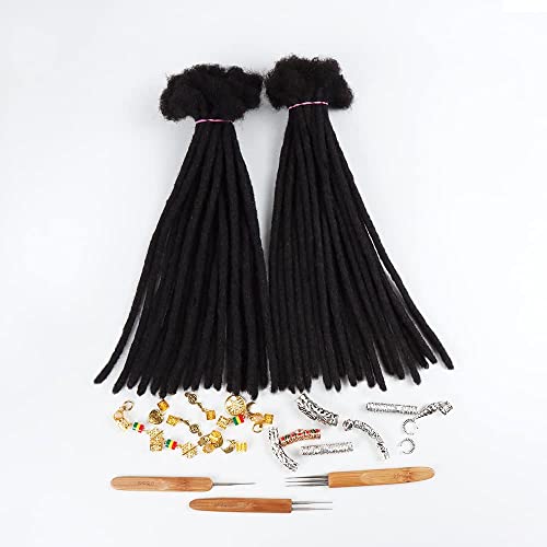 Orientfashion Human Hair Natural Color Handmade Crochet Afro Hair Soft Dreadlocks Extensions 0.6cm Thickness (10inch-0.6cm（Pack of 20Locs）)