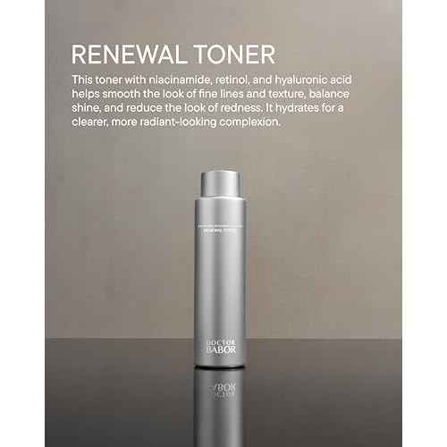 DOCTOR BABOR Renewal Toner, Smoothing & Refining Toner, Rejuvenated Complexion with Retinol & Niacinamides, Even Skin Tone and Texture, 6.76oz