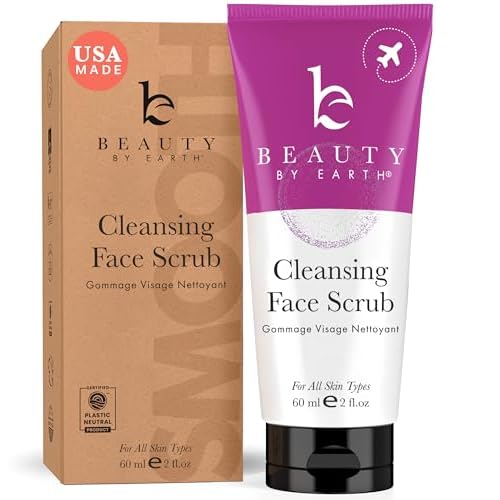 Facial Scrub Exfoliator - USA Made with Natural & Organic Ingredients, Gentle Exfoliating Face Wash for Sensitive & Acne Prone Skin, Microdermabrasion Scrub, Removes Dead Skin Cells (2 Fl Oz)
