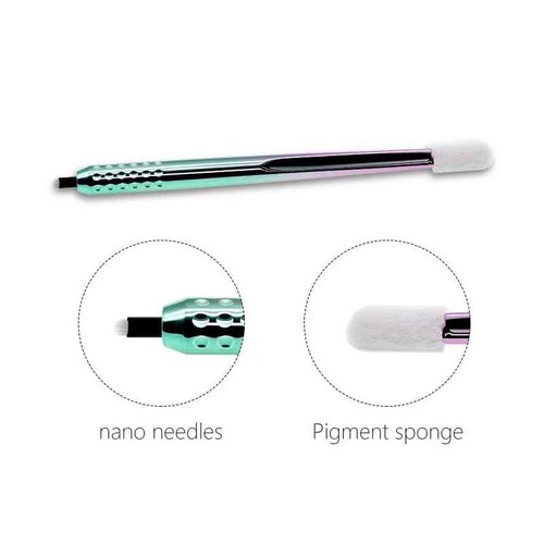 PACK OF 10 - Mellie Microblading Disposable Microblading Pen with Pigment Sponge Disposable Tool For Creating Eyebrows Microblading Supplies (Rainbow, U18 .18mm)