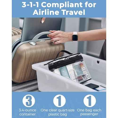 BAGSMART TSA Approved Toiletry Bag, 3 Pack Clear Makeup Cosmetic Bag Organizer, Quart Size Travel Bag for Toiletries, Carry-on Travel Accessories Essentials, Black-3pcs