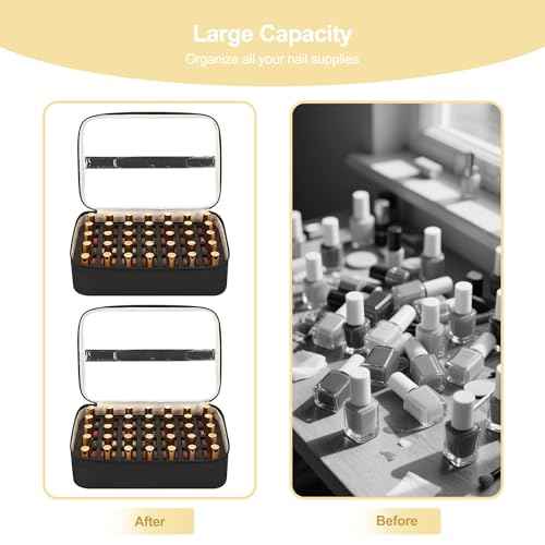 Relavel Nail Polish Organizer, Double Layer Nail Bag Holds 80-100 Bottles (15ml/0.5fl.oz) & Nail Lamp Nail Kit Storage Case, Extra Large Travel Nail Supplies Shoulder Bag for Manicure Tools (Black)