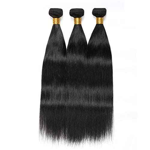 Straight Bundle Natural Black Human Hair 3 Bundles Brazilian Unprocessed Virgin Hair Extensions Double Weft Bundle For Women 16 18 20 Inch