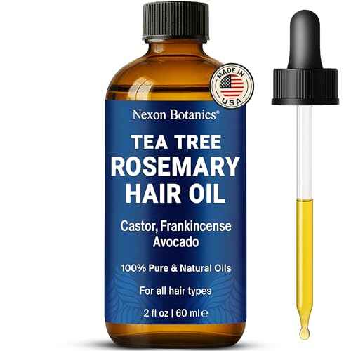 Tea Tree Rosemary Oil for Hair Growth 2 fl oz - Scalp Treatment with Castor, Frankincense & Avocado Oils - For Dry, Damaged Hair - Nexon Botanics