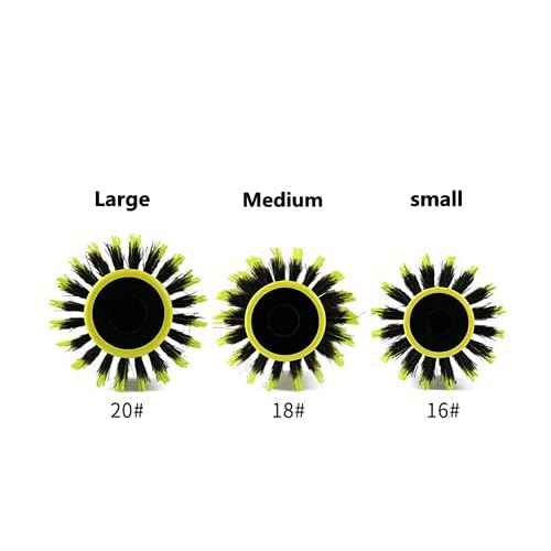 3 in 1 Ceramic & Ionic Bristle Round Barrel Hair Brush Set for Women & Men - Professional Styling, Blow Drying, Curling with Boar Bristle Brush & Scalp Comb (Yellow)