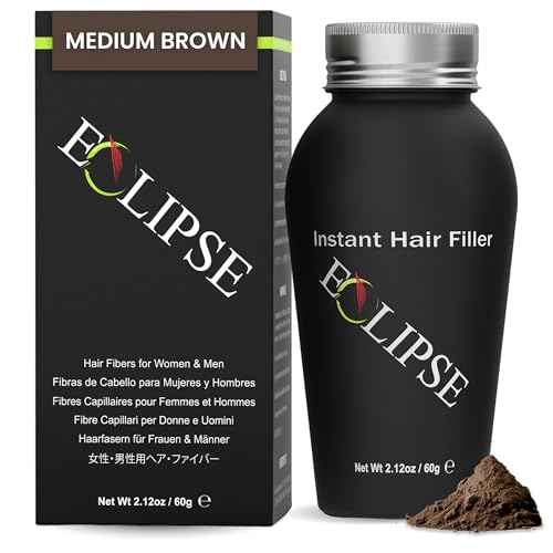 ECLIPSE Hair Fibers Medium Brown for Thinning Hair for Women & Men to Conceal Hair Loss in 15 Seconds - 100% Undetectable Hair Building Fibers, 60g