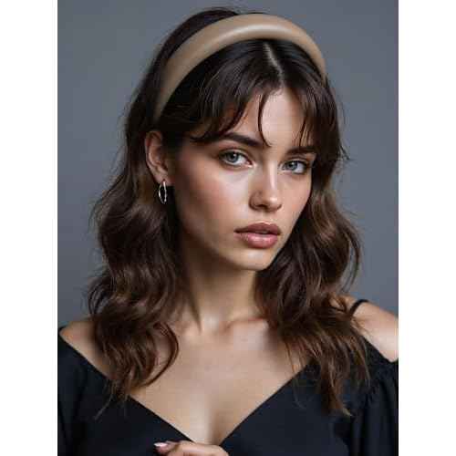 Headbands for Women Girls comfortable leather Fashion Hair Accessories Wide Head Bands Set Cute Non Slip Headband Pack in Brown Black White Trendy Styles for Fall Winter Wear