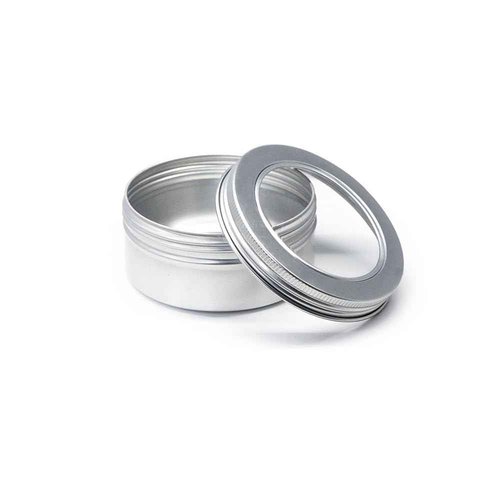 75 Pcs Clear Window Aluminum Round Cans,Candle Containers with Screw Lid,2 Oz Metal Round Tins for Crafts,Cosmetic, DIY