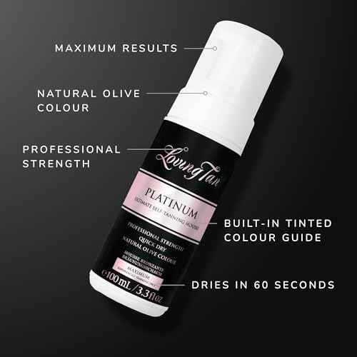 Loving Tan Platinum Self Tanning Mousse, Dark - Streak Free, Natural Looking, Professional Quality Self Tanner - 5+ Self Tan Applications per Bottle, Cruelty Free, Naturally Derived DHA - 3.3 Fl Oz
