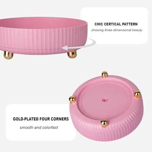 Anyoifax Makeup Perfume Organizer Tray 360 Degree Rotating Lazy Susan Skincare Lotion Organizer Spinning Cosmetics Storage for Dresser, Vanity, Bathroom Countertop, Small Pink