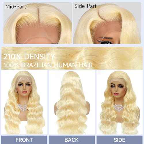 613 13x6 Lace Front Wig Human Hair Blonde Wig Human Hair Body Wave Lace Front Wigs Human Hair Pre Plucked 210 Density 613 HD Lace Frontal Wigs 28 Inch