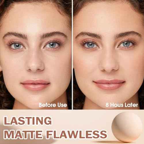 Oil Control Matte Perfection Face Powder Compact For Women, Matte Smooth Flawless Setting Powder Makeup, Polvo Compacto De Maquillaje, Waterproof Long Lasting, 0.35Oz (02 Natural Beige)