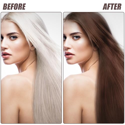 Hair Dye Shampoo 3 in 1, Herbal Shampoo Hair Dye for Women Men, Grey Coverage Shampoo 16.9fl oz Dark Brown