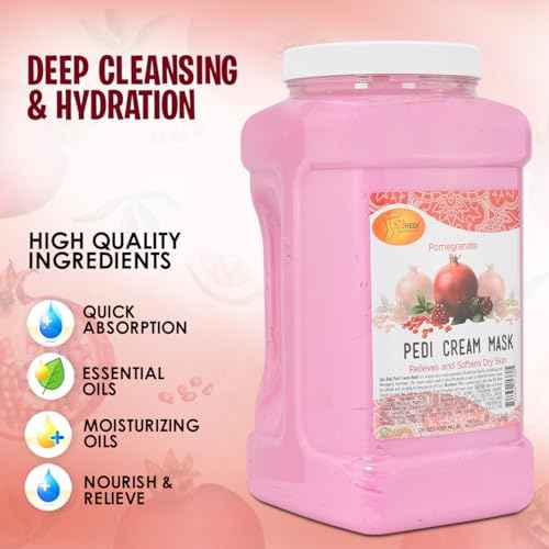 SPA REDI - Body and Foot Cream Mask, Pomegranate, 128 Oz - Pedicure Massage for Tired Feet and Body, Hydrating, Fresh Skin - Infused with Hyaluronic Acid, Amino Acids, Panthenol, Comfrey Extract