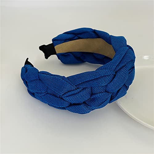 QTMY Braided Knotted Headband for Women,Boho Hippie Headband Hair Hoop Accessories Headwear Jewelry,725-23 (Klein Blue)