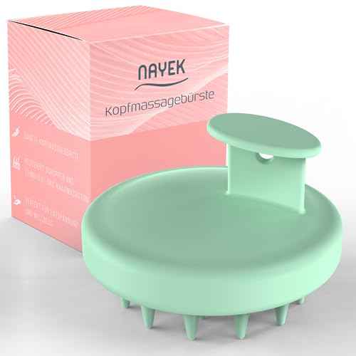 NAYEK Green Silicone Scalp Massager Hair Growth- Scalp Scrubber for Healthy Hair with Soft Silicone Bristles for Dandruff Removal and Healthy Scalp. Shampoo Brush for Thick and Thin Hair