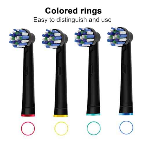 8pcs Cross Clean Replacement Heads Compatible with Braun Oral B Electric Toothbrush, 4pcs White and 4pcs Black.