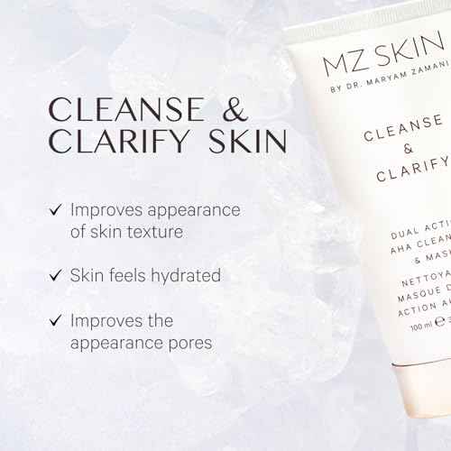 MZ SKIN Cleanse & Clarify Dual Action Cleanser & Mask 3.4 fl oz | Exfoliating AHA & Papaya Enzyme Face Wash | Smooths Texture, Refines Pores & Brightens