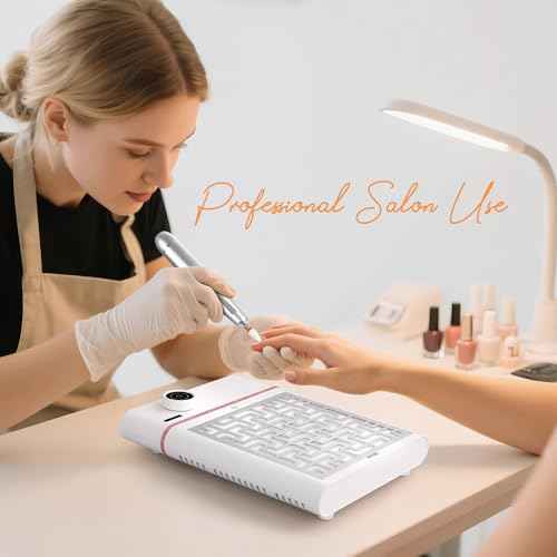 Nail Dust Collector, Bling Diamond Cordless Rechargeable 5000RPM Vacuum Nail Tech Fan Extractor, 12000mAh Professional Nail Duster Suction, Low Noise, Salon&Home
