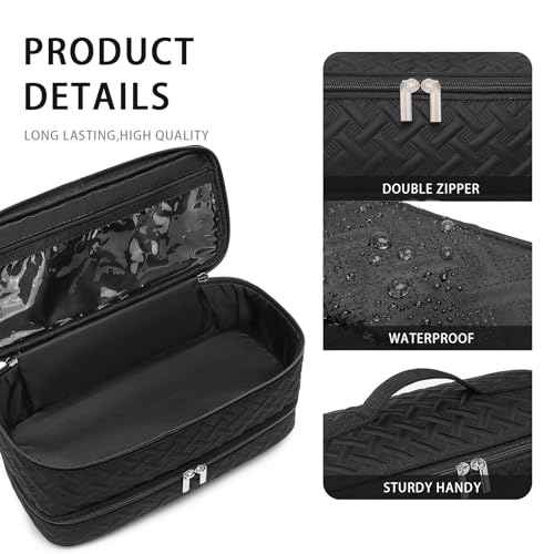 Double-Layer Travel Carrying Case for Revlon One-Step Hair Dryer Brush Volumizer Styler Shark FlexStyle Attachment Portable Storage Organizer Bag Hair Tools Travel Bag (Black)