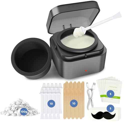 Nose Wax Kit with 100g Natural Resin Wax & 20 Sticks, Mini Nose Hair Wax Kit with Smart Temp Control, USB Fast Heat, 3-Min Hair Removal ? Lasts 4?6 Weeks | For Nose & Ear, Up to 15 Uses