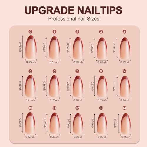 150Pcs French Gel Nail Tips Almond, Vansiho Medium Nail Tips, Pre-French Tips Press on Nails, Acrylic Fake Nails for Nail Art DIY 15 Sizes