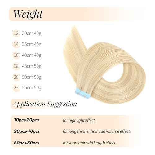 Tape in Hair Extensions Human Hair, Chotolate Brown 20pcs 22 Inch Hair Extensions Real Human Hair Tape in Straight Invisible Tape in Hair Extensions for Women (18p613, 22 Inch)