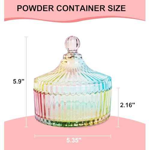 LAKIRA Extra Large Body Powder Puff and Container, 5.35" Body Container with 3.93" Powder Puff, for Baby Women's Loose Dusting Powder (Colorful)