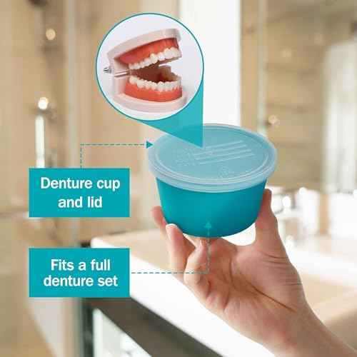 Denture Cup with Lid - Case of 250 Denture Cases - Retainer and False Teeth Container Bath for Travel, Nursing Home, and Hospital Use