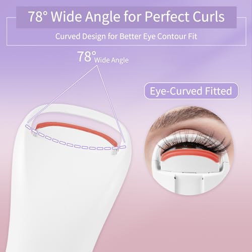 Heated Eyelash Curlers, Rechargeable Electric Eyelash Curler with Dual-Arc Design & 2 Adjustable Temperature - Safe Gentle Heated Lash Curler for Natural Curl Perfect Fit for Women BAI75