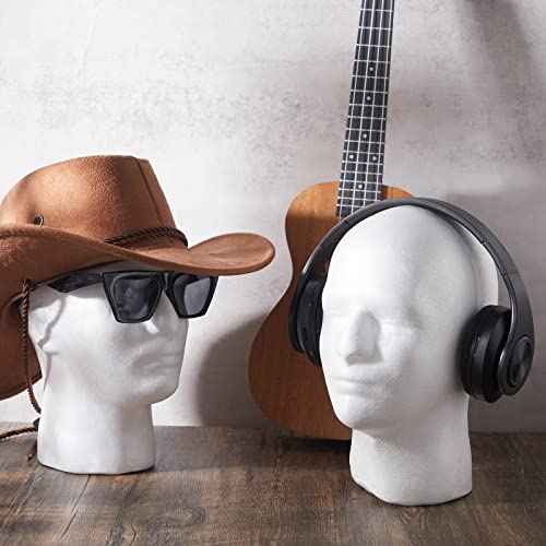 4 Count Wig Head Foam Mannequin Head Stand Wig Holder for Hat Display, White(21.26 Inch)